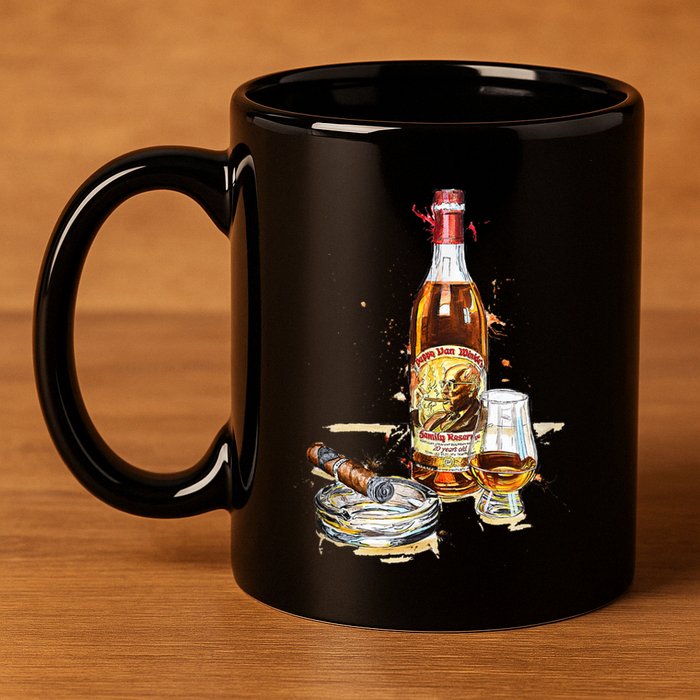 Pappy & Cigar Painting, Blantons, Buffalo Trace 11oz C Handle Ceramic Mug