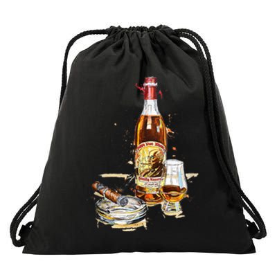 Pappy & Cigar Painting, Blantons, Buffalo Trace Drawstring Bag