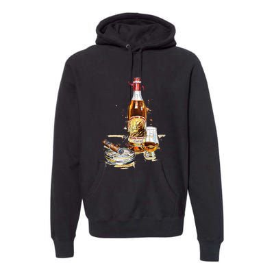 Pappy & Cigar Painting, Blantons, Buffalo Trace Premium Hoodie