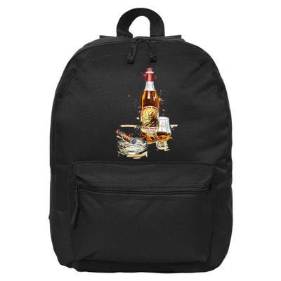 Pappy & Cigar Painting, Blantons, Buffalo Trace 16 in Basic Backpack