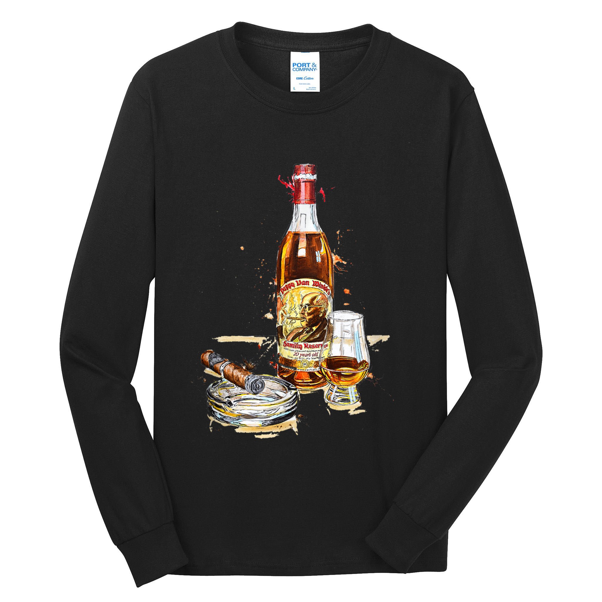 Pappy & Cigar Painting, Blantons, Buffalo Trace Tall Long Sleeve T-Shirt