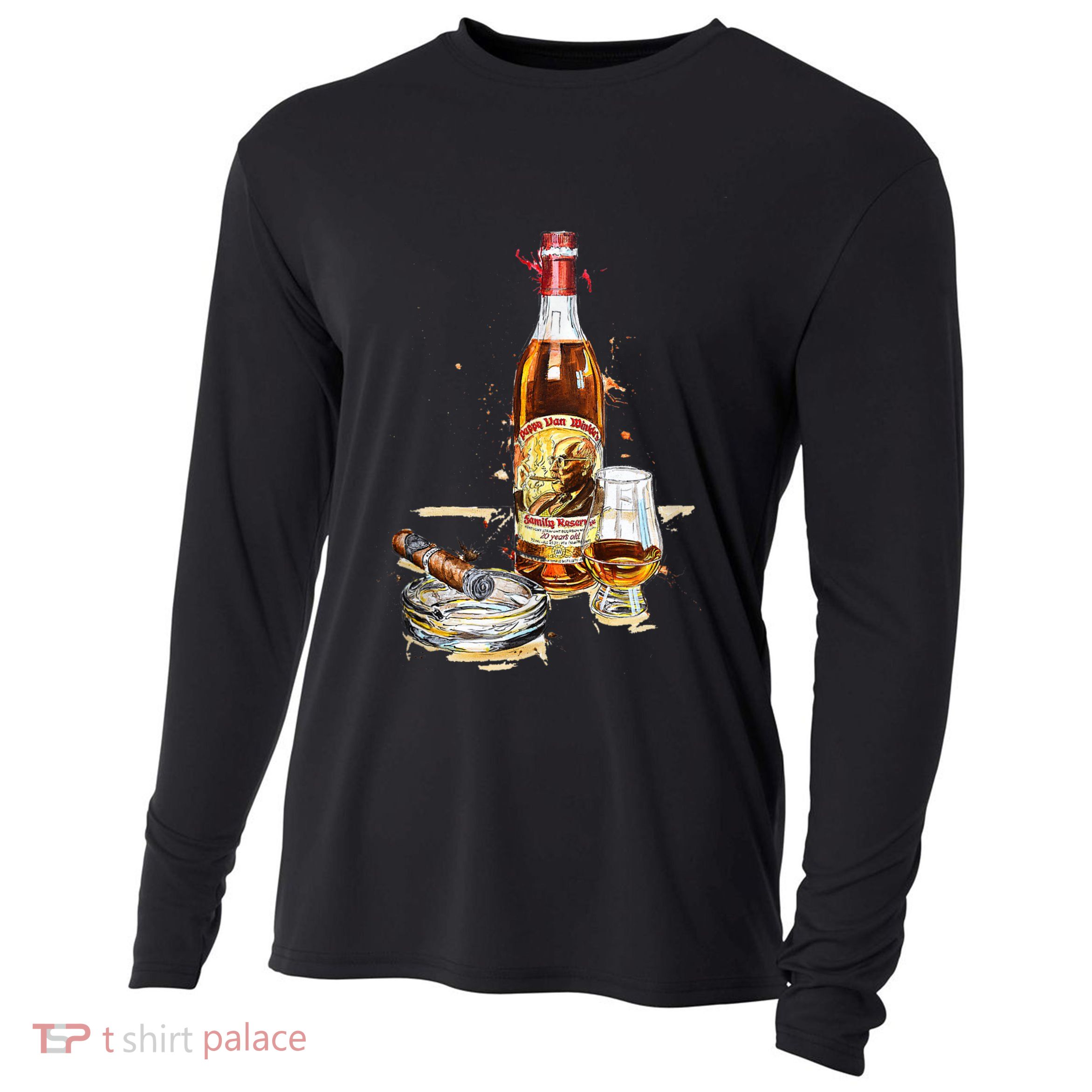 Pappy & Cigar Painting, Blantons, Buffalo Trace Cooling Performance Long Sleeve Crew