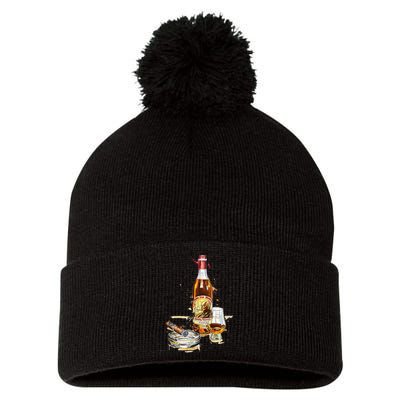 Pappy & Cigar Painting, Blantons, Buffalo Trace Pom Pom 12in Knit Beanie