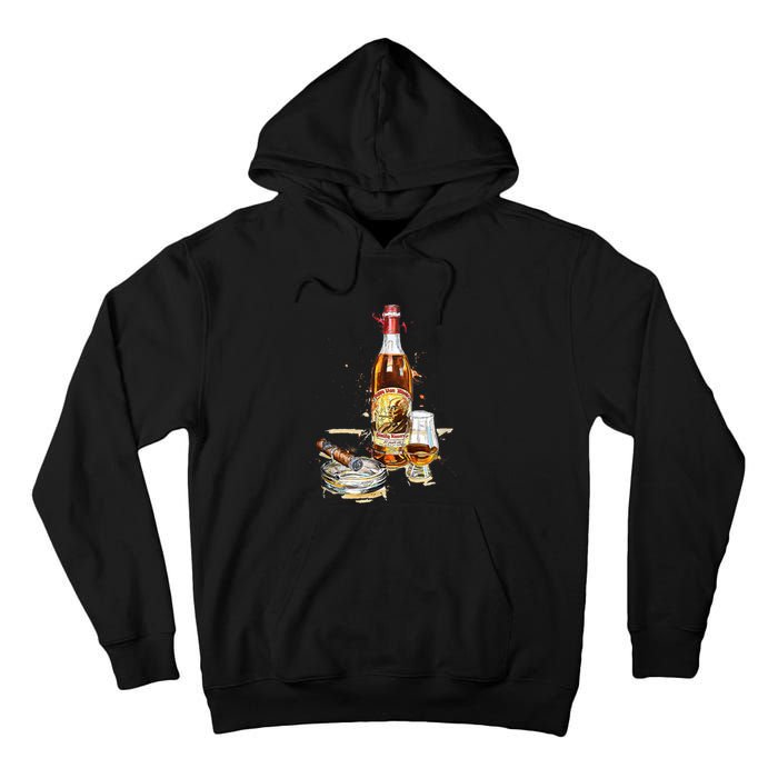 Pappy & Cigar Painting, Blantons, Buffalo Trace Tall Hoodie