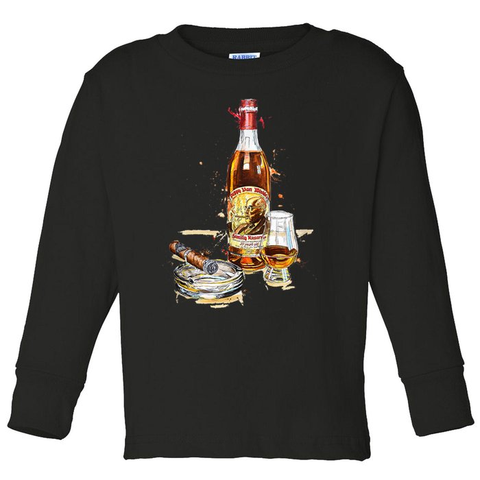 Pappy & Cigar Painting, Blantons, Buffalo Trace Toddler Long Sleeve Shirt