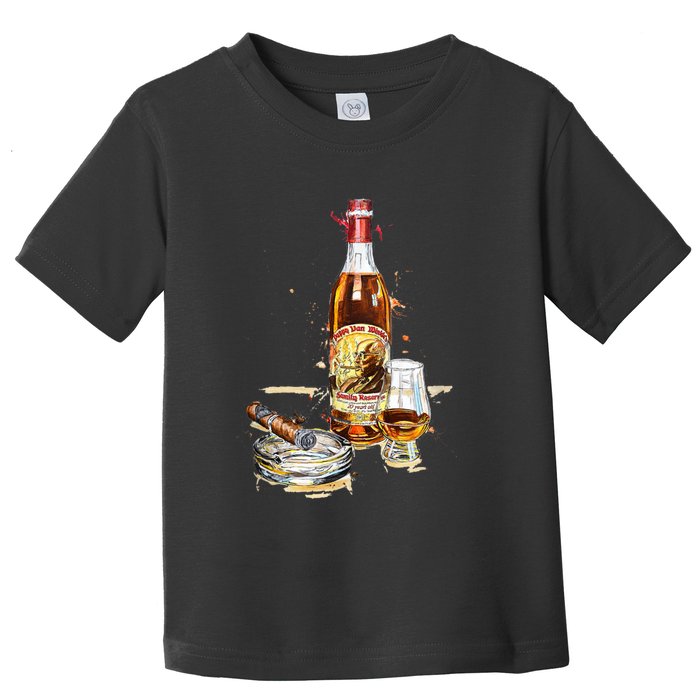 Pappy & Cigar Painting, Blantons, Buffalo Trace Toddler T-Shirt