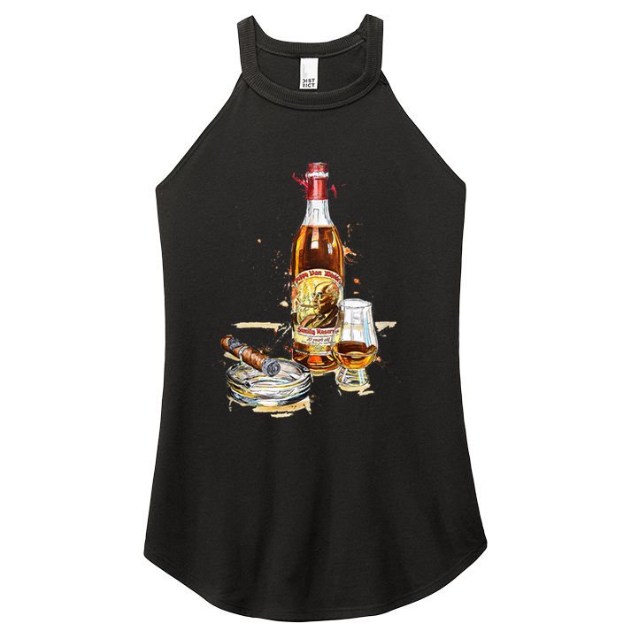 Pappy & Cigar Painting, Blantons, Buffalo Trace Women's Perfect Tri Rocker Tank