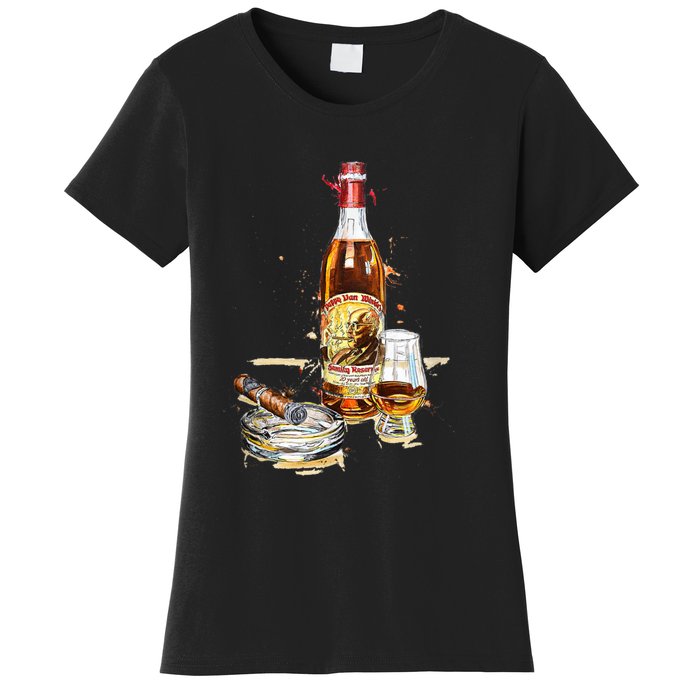 Pappy & Cigar Painting, Blantons, Buffalo Trace Women's T-Shirt