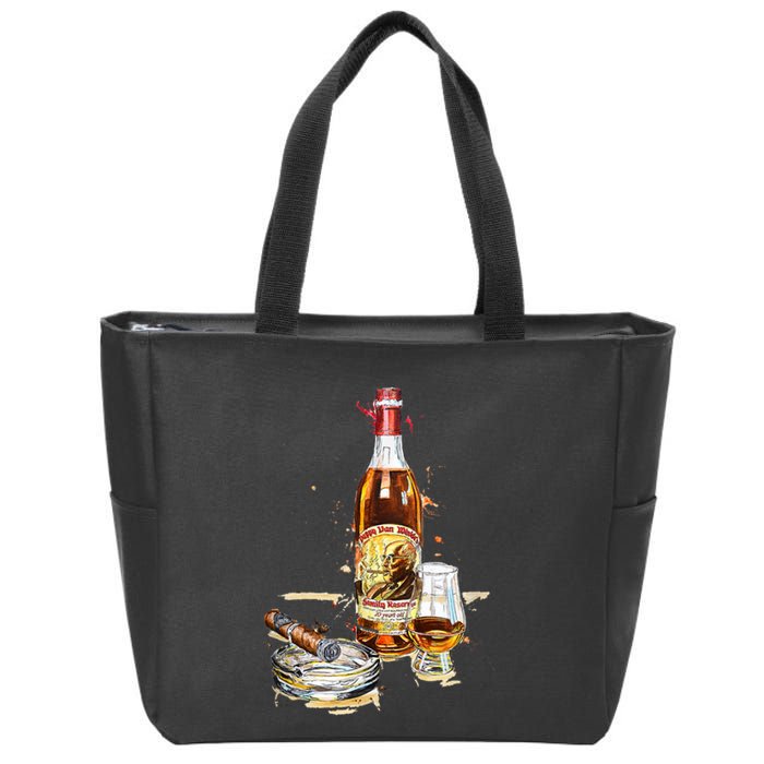 Pappy & Cigar Painting, Blantons, Buffalo Trace Zip Tote Bag