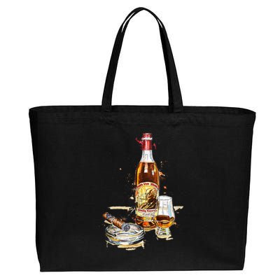 Pappy & Cigar Painting, Blantons, Buffalo Trace Cotton Canvas Jumbo Tote