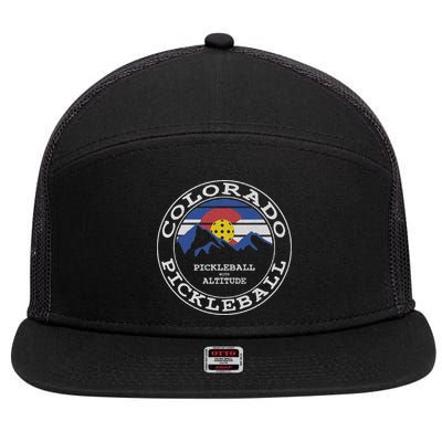 Pickleball Colorado Pickle Ball With Altitude Pickleball 7 Panel Mesh Trucker Snapback Hat