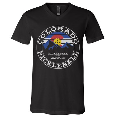 Pickleball Colorado Pickle Ball With Altitude Pickleball V-Neck T-Shirt