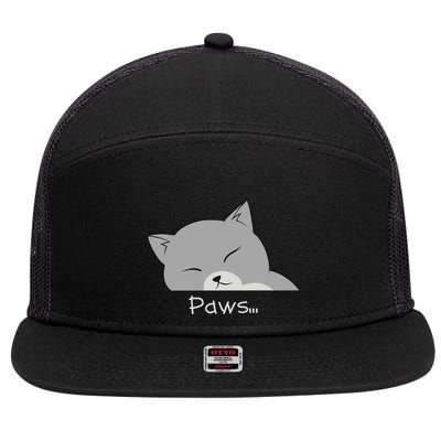 Paws Cat 7 Panel Mesh Trucker Snapback Hat