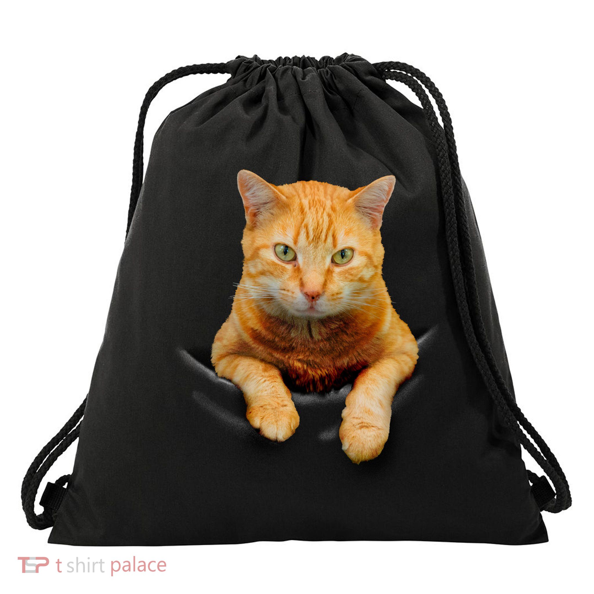 Pocket Cat Drawstring Bag