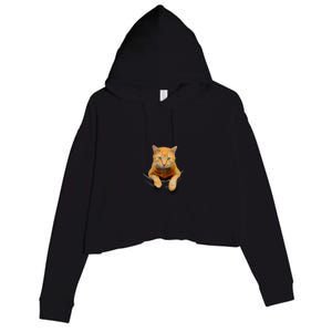 Pocket Cat Crop Fleece Hoodie