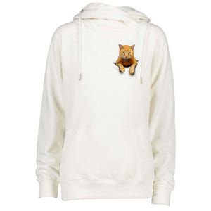 Pocket Cat Womens Funnel Neck Pullover Hood