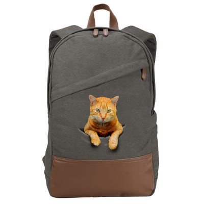 Pocket Cat Cotton Canvas Backpack