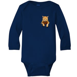 Pocket Cat Baby Long Sleeve Bodysuit