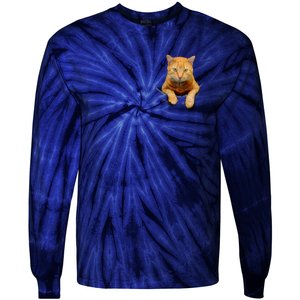 Pocket Cat Tie-Dye Long Sleeve Shirt