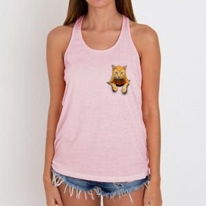 Pocket Cat Women's Knotted Racerback Tank