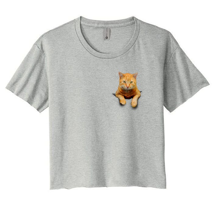 Pocket Cat Women's Crop Top Tee