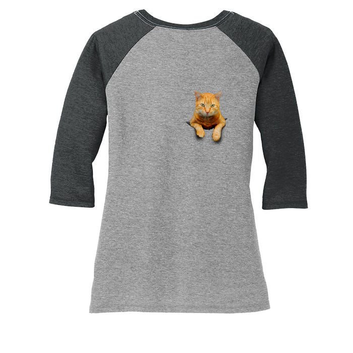 Pocket Cat Women's Tri-Blend 3/4-Sleeve Raglan Shirt