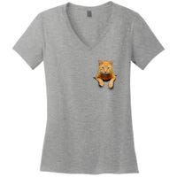 Pocket Cat Women's V-Neck T-Shirt