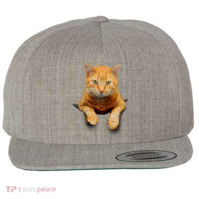 Pocket Cat Wool Snapback Cap
