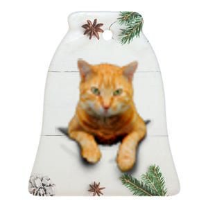 Pocket Cat Ceramic Bell Ornament