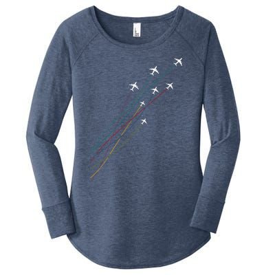 Pilot Commercial Passenger Airplanes Aeroplanes Airline Gift Women's Perfect Tri Tunic Long Sleeve Shirt