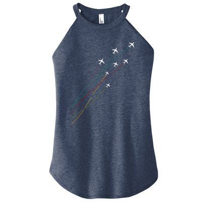 Pilot Commercial Passenger Airplanes Aeroplanes Airline Gift Women's Perfect Tri Rocker Tank