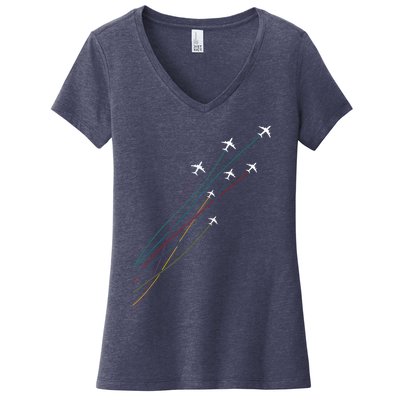 Pilot Commercial Passenger Airplanes Aeroplanes Airline Gift Women's V-Neck T-Shirt