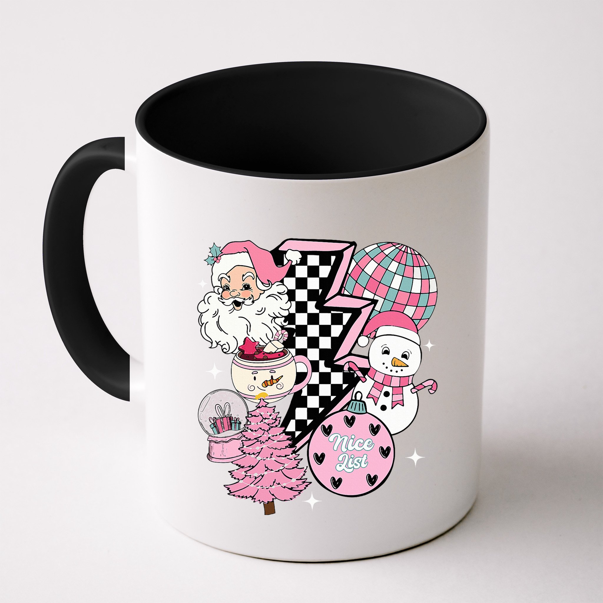 Pink Christmas Retro Santa Disco Snowman Groovy Xmas Mug