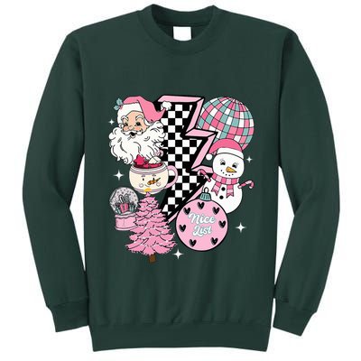 Pink Christmas Retro Santa Disco Snowman Groovy Xmas Tall Sweatshirt
