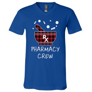 Pharmacy Crew Red Plaid Pharmacist Bowl Pills Christmas Gift V-Neck T-Shirt