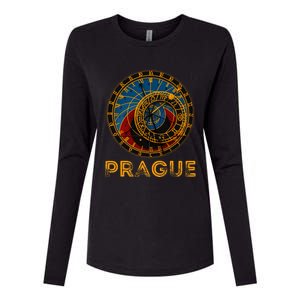 Prague Czech Republic Souvenir Astronomical Clock Prague Womens Cotton Relaxed Long Sleeve T-Shirt