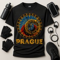 Prague Czech Republic Souvenir Astronomical Clock Prague Cooling Performance Crew T-Shirt