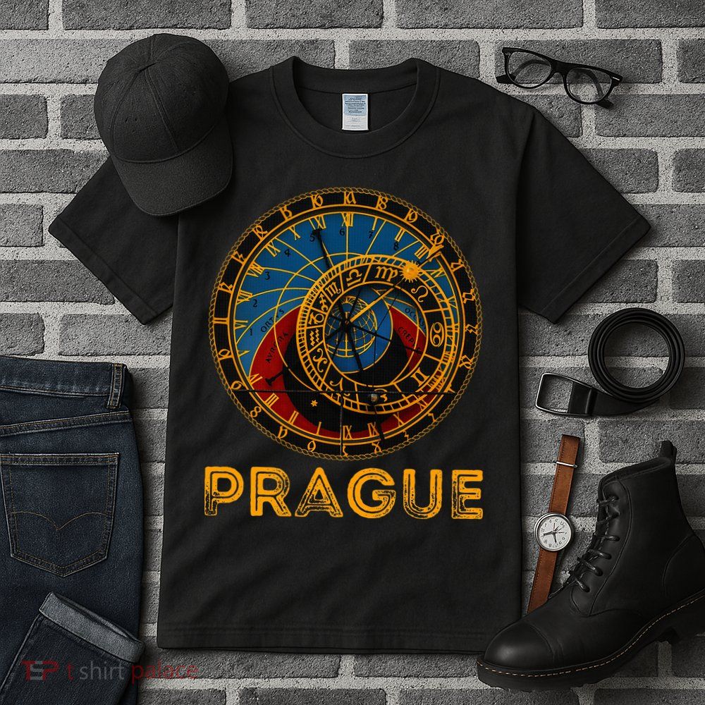 Prague Czech Republic Souvenir Astronomical Clock Prague Tall T-Shirt