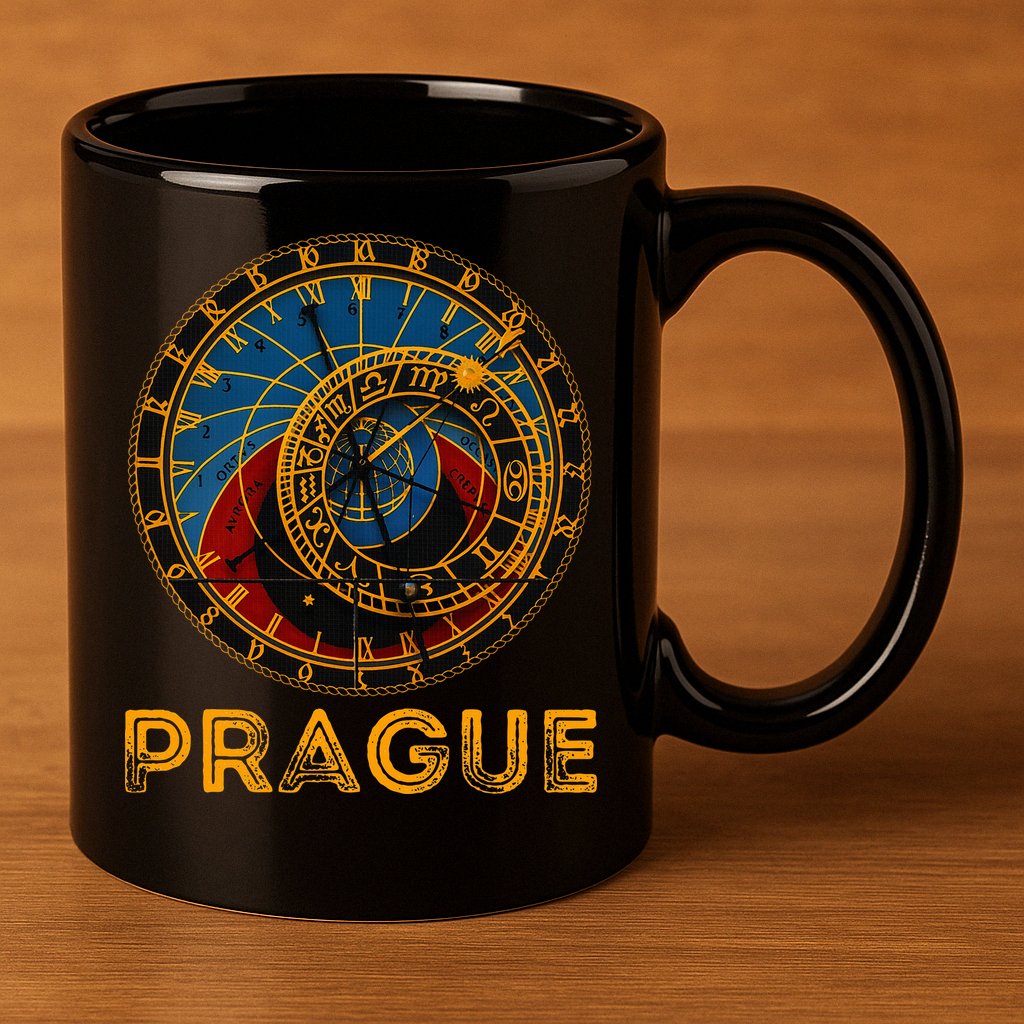 Prague Czech Republic Souvenir Astronomical Clock Prague 11oz C Handle Ceramic Mug