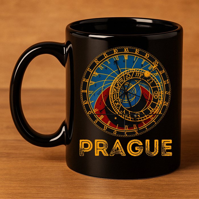 Prague Czech Republic Souvenir Astronomical Clock Prague 11oz C Handle Ceramic Mug