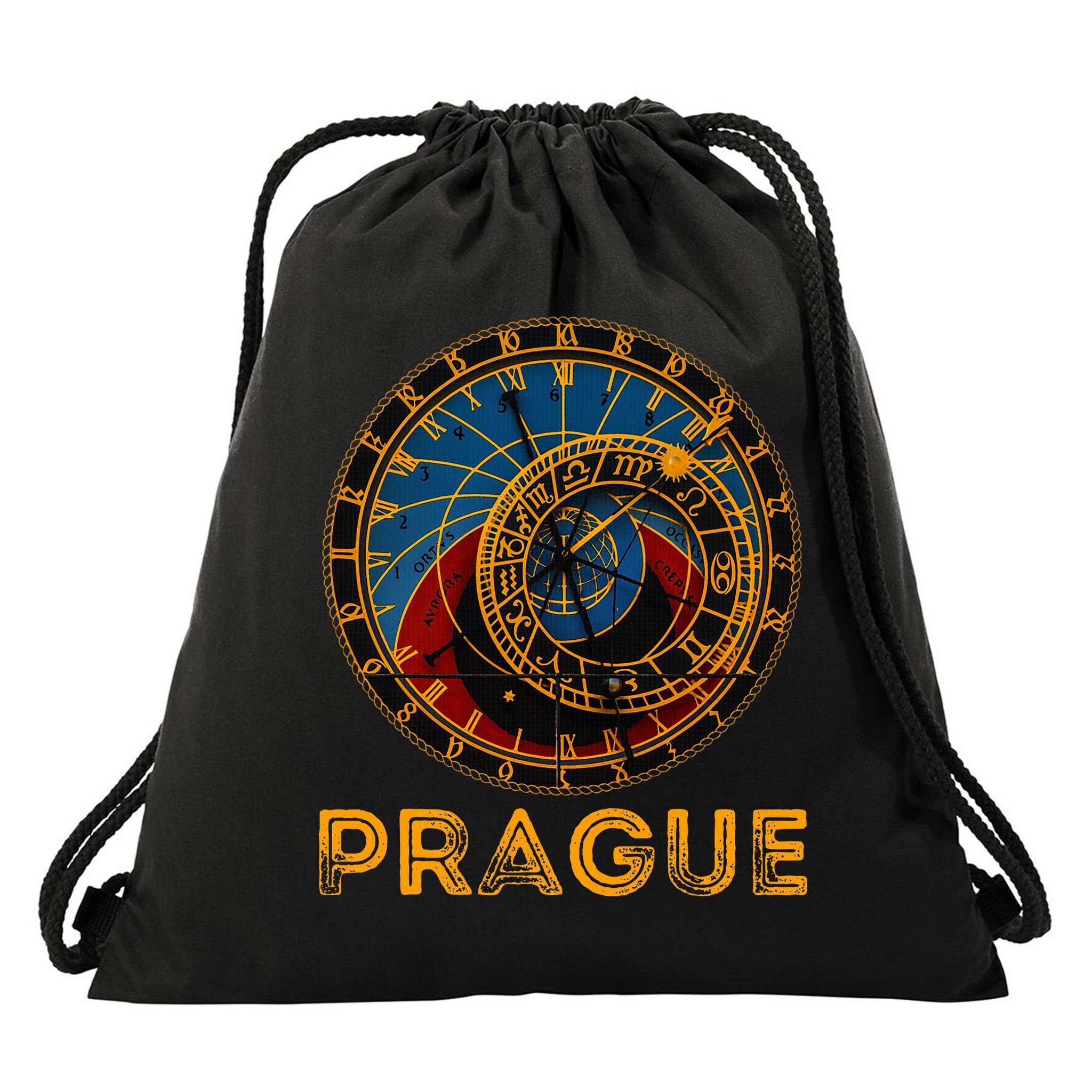 Prague Czech Republic Souvenir Astronomical Clock Prague Drawstring Bag