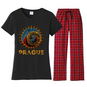 Prague Czech Republic Souvenir Astronomical Clock Prague Women's Flannel Pajama Set