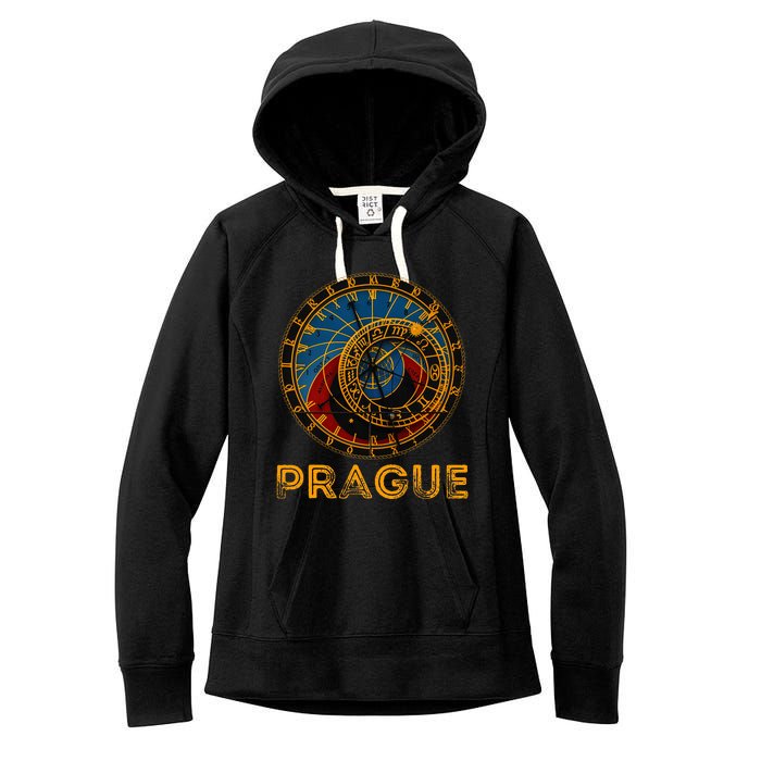 Prague Czech Republic Souvenir Astronomical Clock Prague Women's Fleece Hoodie