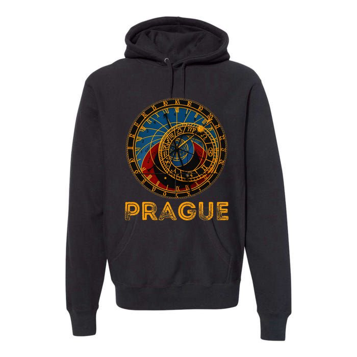 Prague Czech Republic Souvenir Astronomical Clock Prague Premium Hoodie