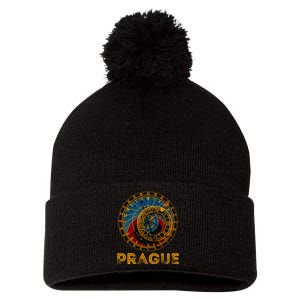 Prague Czech Republic Souvenir Astronomical Clock Prague Pom Pom 12in Knit Beanie