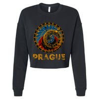 Prague Czech Republic Souvenir Astronomical Clock Prague Cropped Pullover Crew