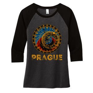 Prague Czech Republic Souvenir Astronomical Clock Prague Women's Tri-Blend 3/4-Sleeve Raglan Shirt