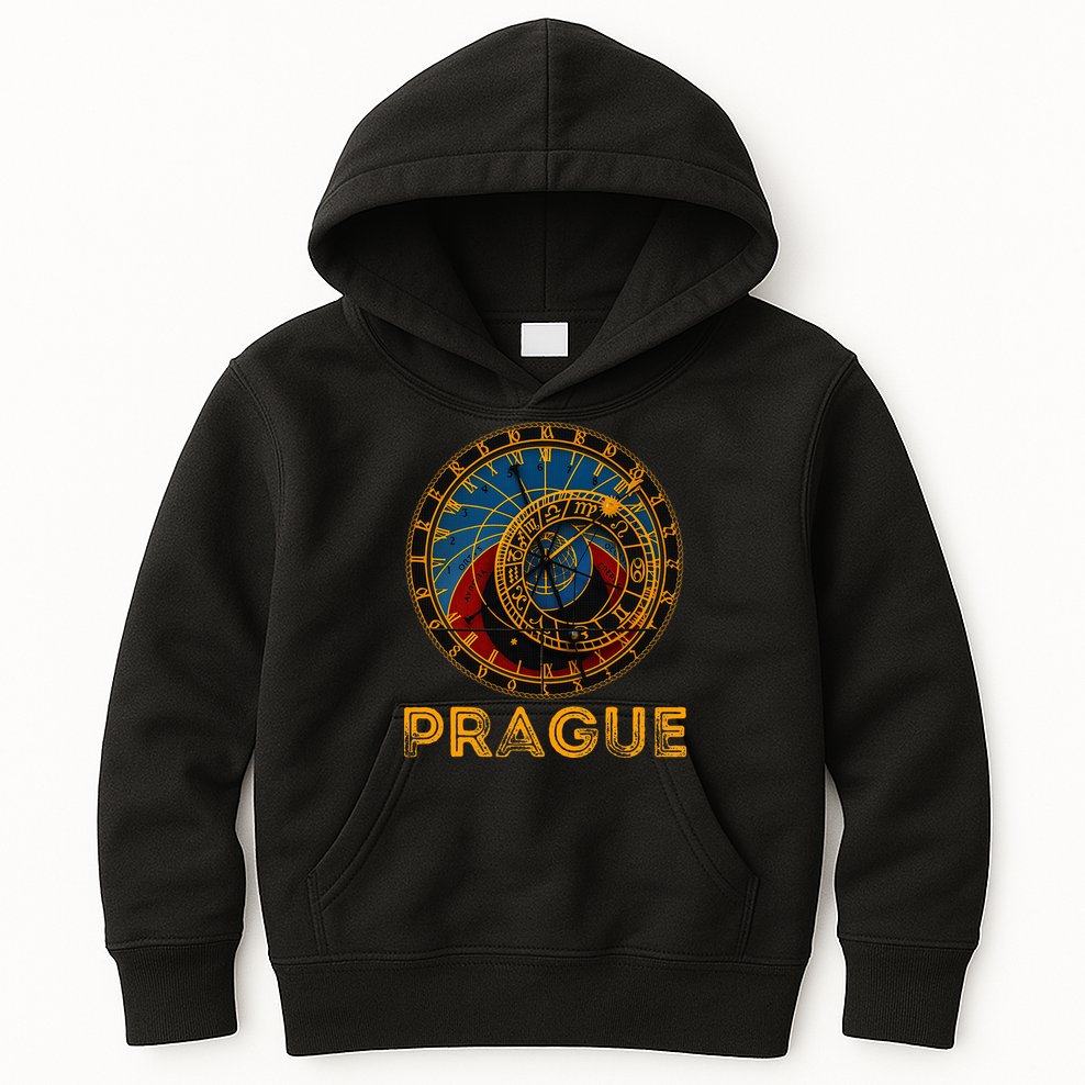 Prague Czech Republic Souvenir Astronomical Clock Prague Kids Hoodie