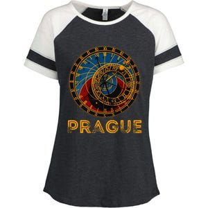 Prague Czech Republic Souvenir Astronomical Clock Prague Enza Ladies Jersey Colorblock Tee