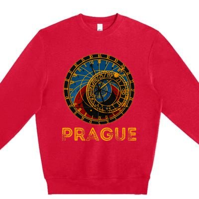 Prague Czech Republic Souvenir Astronomical Clock Prague Premium Crewneck Sweatshirt